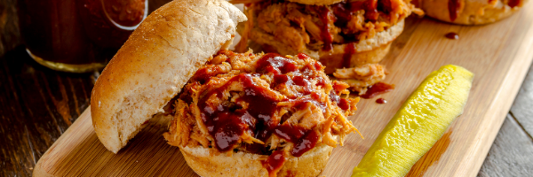 barbeque pulled chicken on bun