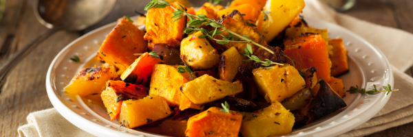 Plate of roasted veggies and potatoes