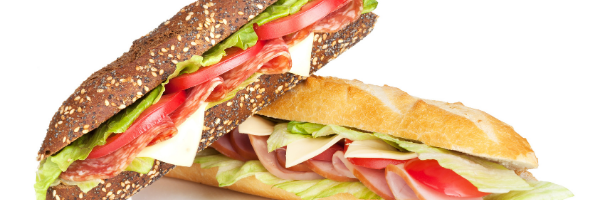 Italian sandwich on wheat bread and sub roll
