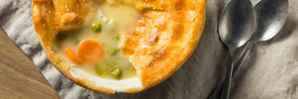 chicken pot pie and spoons