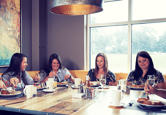 group breakfast at Forklift & Palate restaurant