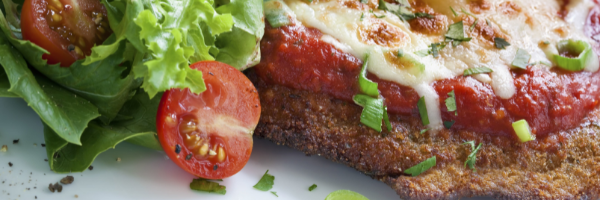 chicken parm with lettuce and tomato