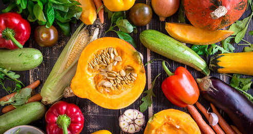 Fall Vegetables on Table