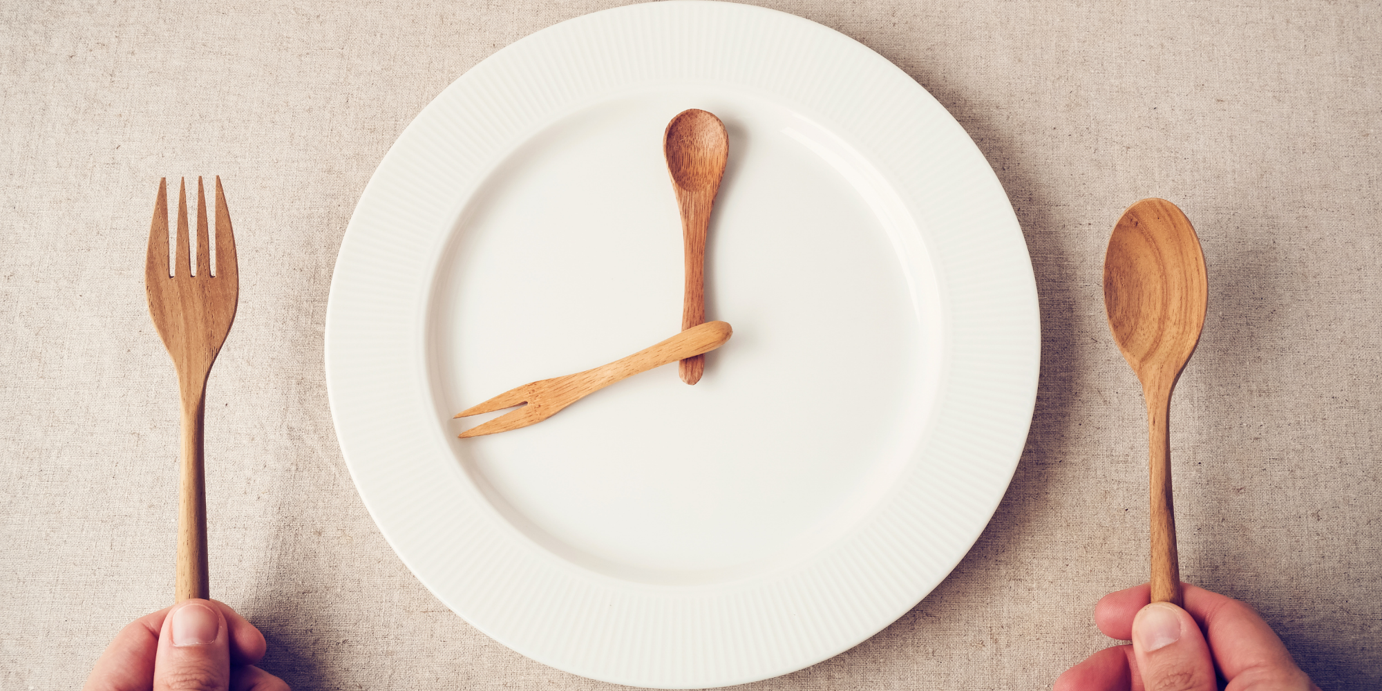 time on plate wooden utensils